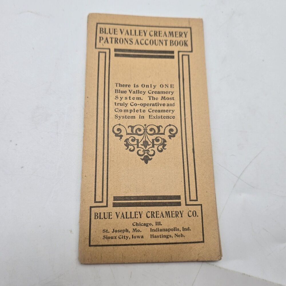 Blue Valley Creamery Patrons Account Book Ledger Antique Ephemera Booklet Blank